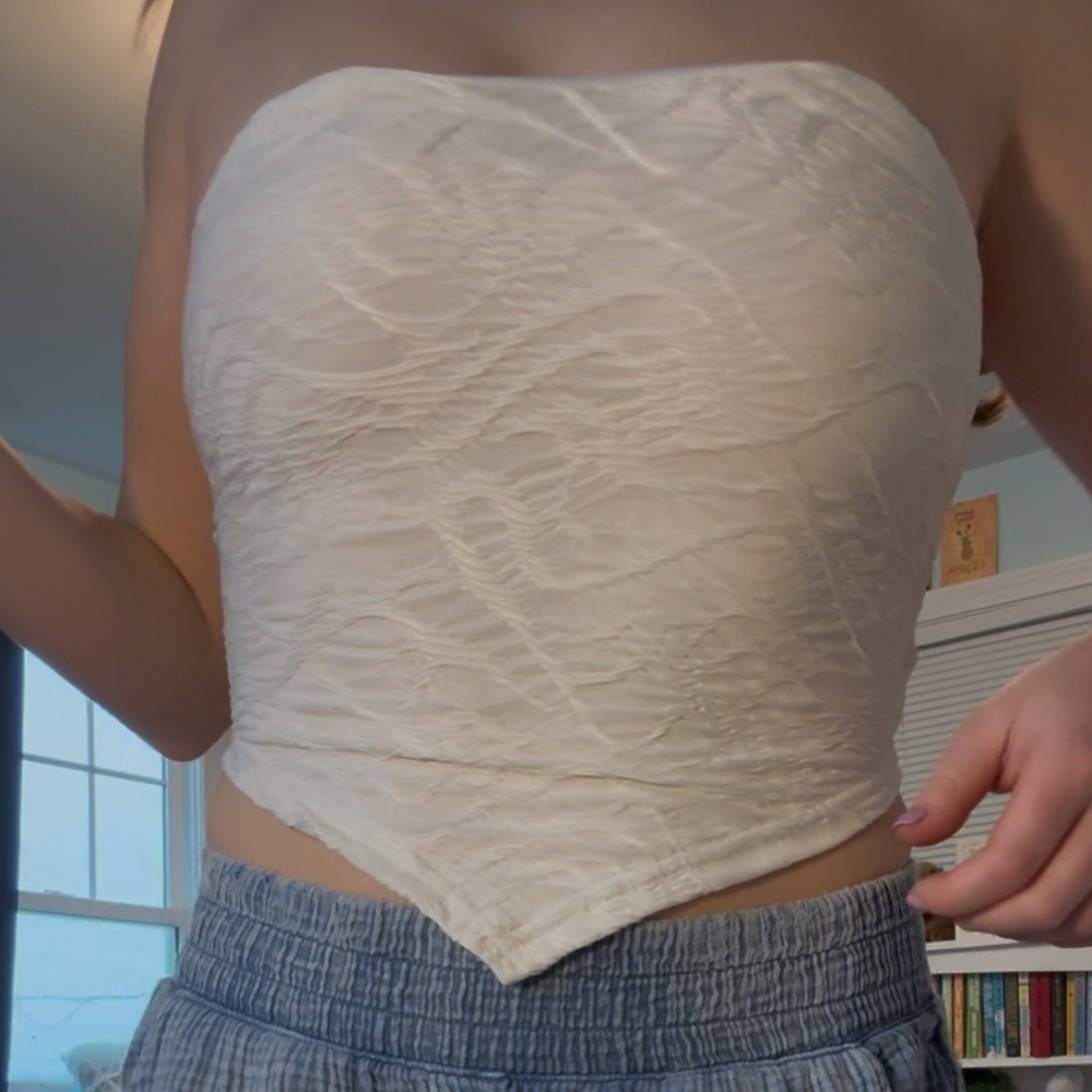 White Textured tube Top